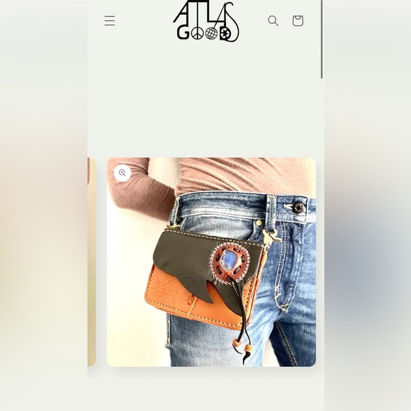 ATLAS GOODS Handmade Brown Leather Crossbody Southwest w Turquoise Purse Bag - Picture 10 of 11